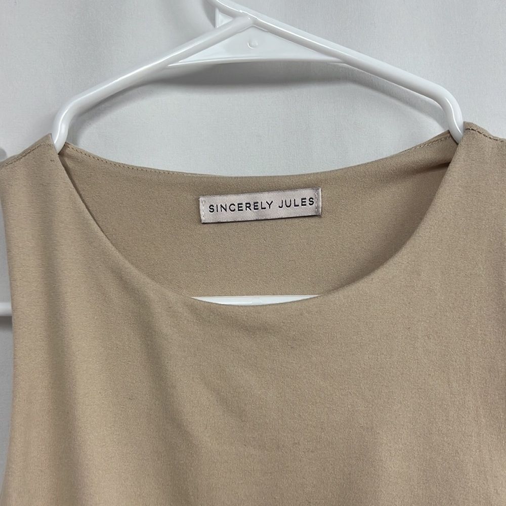 Basic Tan High Neck Cropped Tank - Picture 2 of 4